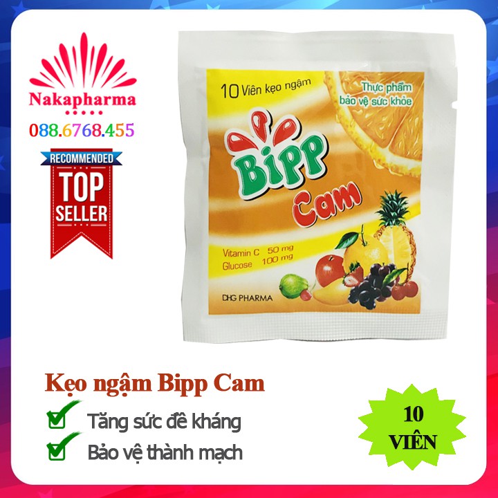 ✅ 10 viên kẹo ngậm Bipp Cam – Bổ sung vitamin C, Glucose, tăng sức đề kháng, bảo vệ thành mạch