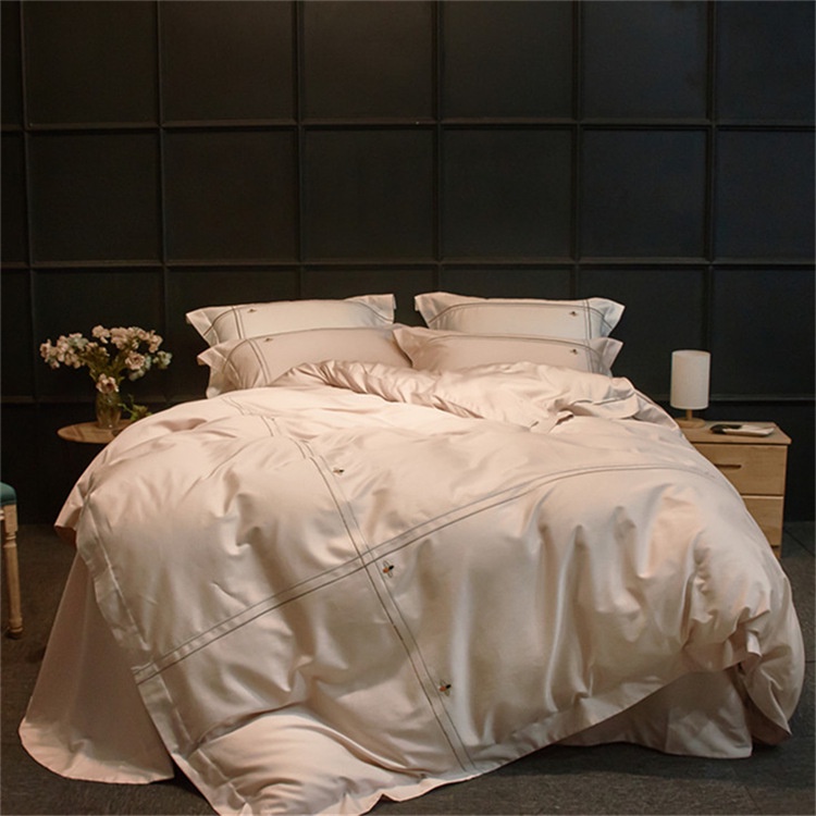 173119 Bộ chăn ga cưới chất cotton lụa thêu 4CT cao cấp hàng nhập 150-180x200cm