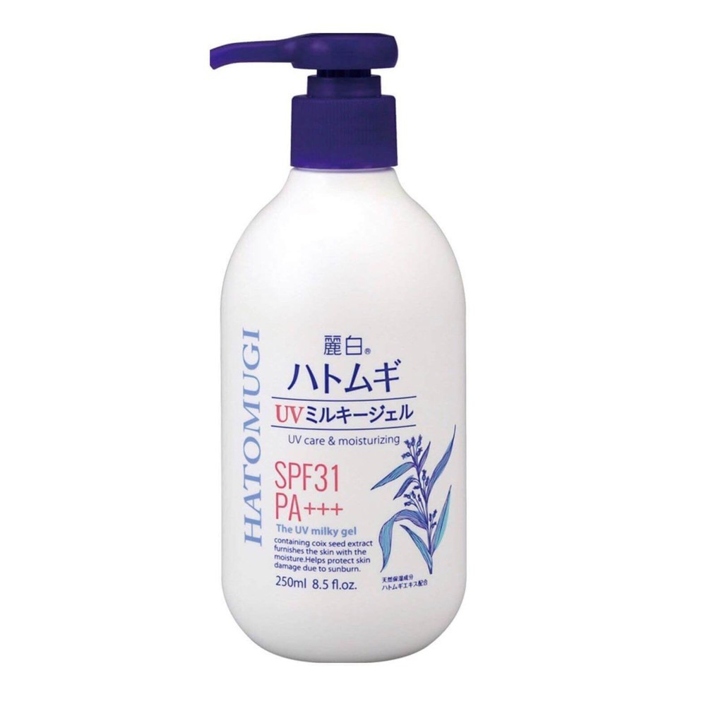 Sữa Dưỡng Thể Chống Nắng Reihaku Hatomugi SPF31 PA+++ UV Care &amp; Moisturizing Milky Gel 250ml