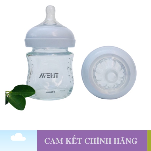 Bình sữa Philips Avent thủy tinh 120ml Natural Cổ Rộng Chống Đầy Hơi Chống Sặc - 1 Đổi 1 Nếu Lỗi NSX