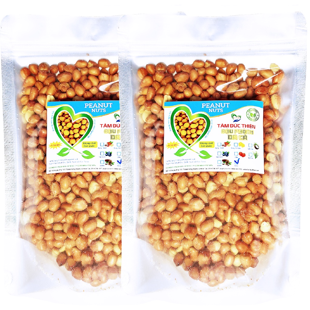 Combo 1KG đậu phộng rang muối Tâm Đức Thiện (2 Túi x 500GR) đồ ăn vặt