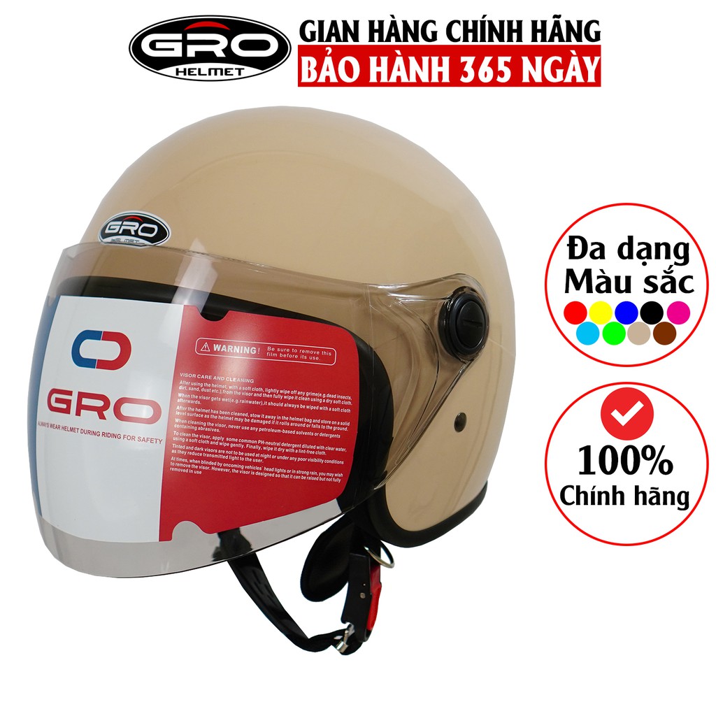 [Xả Kho Giá Gốc] Mũ Bảo Hiểm Gro cả đầu, có kính dài che cả mặt, kiểu dáng trẻ trung T818.kính dài - nhiều Màu