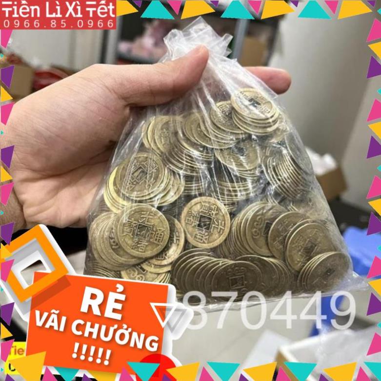 Đồng Xu Ngũ Đế Phong Thuỷ Combo Túi 100 Xu Cổ Âm Dương