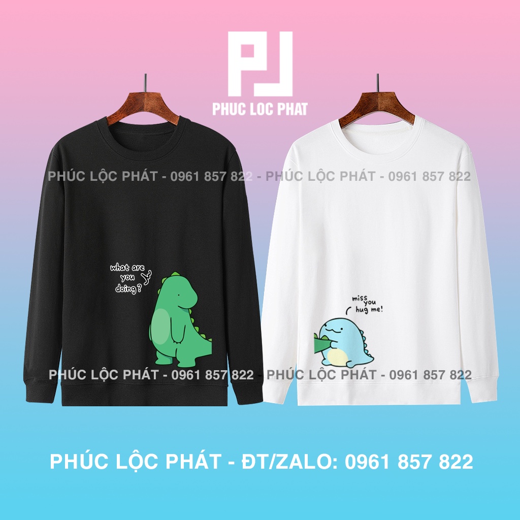 ÁO ĐÔI SWEATER THU ĐÔNG TAY DÀI KHỦNG LONG NAM NỮ ĐÁNG YÊU