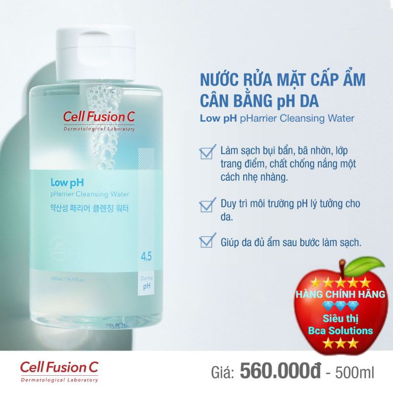 Low pH pHarrier Cleansing Water – Nước rửa mặt cấp ẩm cân bằng pH da Cell Fusion C HÀN QUỐC 500ml