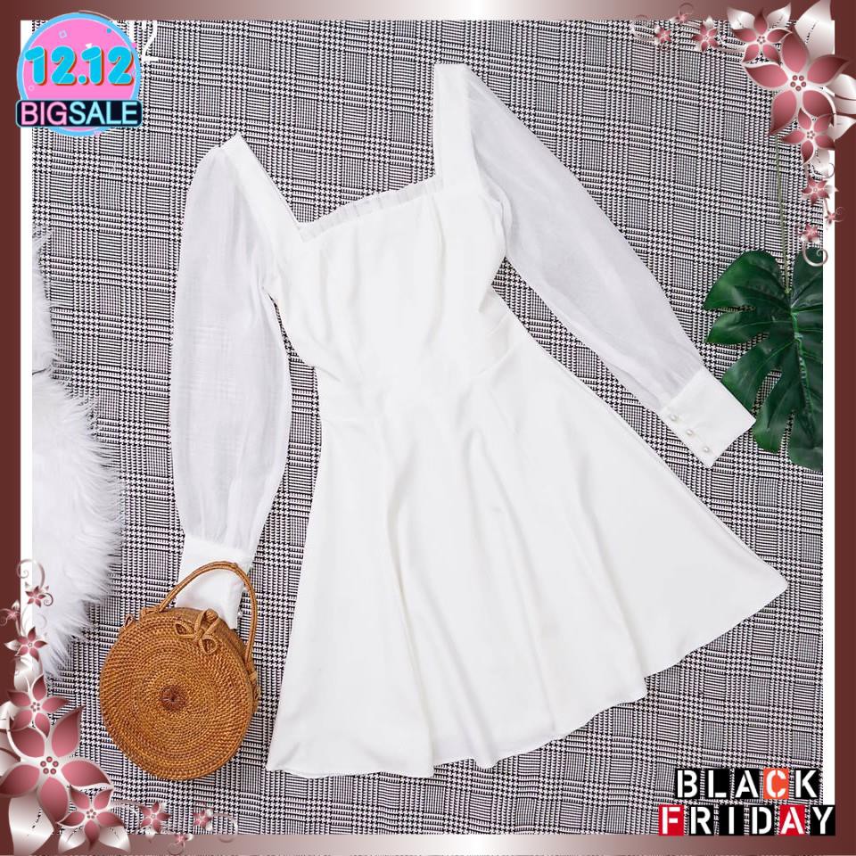 Đầm trắng xòe tay phồng dễ thương Babe Dress | BigBuy360 - bigbuy360.vn