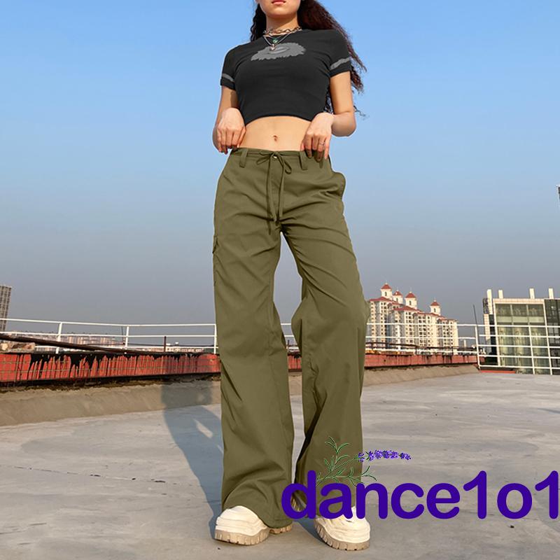 ◐Aq♧Quần Ống Rộng Màu Trơn Cài Nút Có Túi Dành Cho Nữ