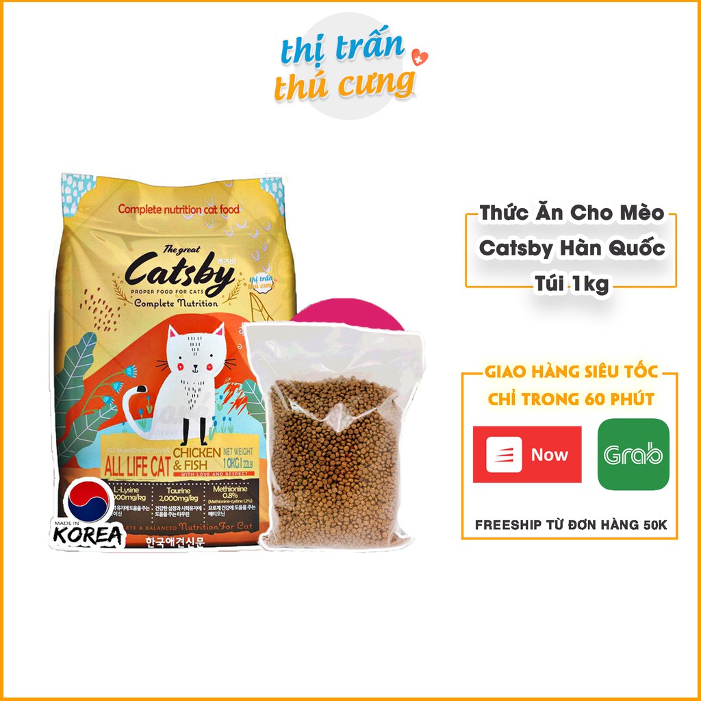 Thức ăn hạt cho mèo hạt Catsby Hàn Quốc - Túi 1kg hạt Catby siêu tiết kiệm | Catsby