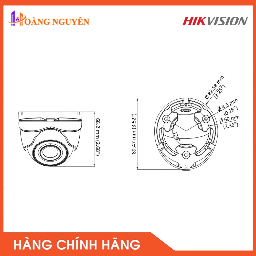 [NHÀ PHÂN PHỐI] Camera Dome 4 in 1 hồng ngoại 2.0 Megapixel HIKVISION DS-2CE76D3T-ITM