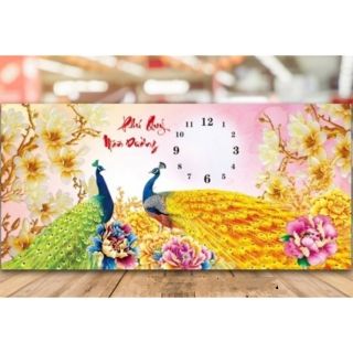 Tranh thêu chữ thập 3D Phú Quý Mãn Đường Đồng hồ LV3163