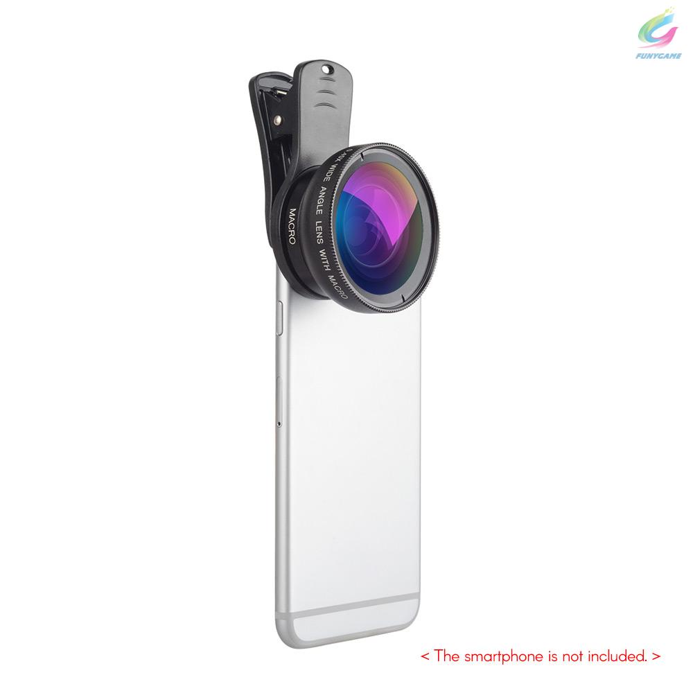 FY APEXEL APL-0.45WM Phone Lens Kit 0.45X Super Wide Angle & 12.5X Super Macro Lens HD Camera Lenses with Lens Clip for iPhone Samsung Huawei Xiaomi More Smartphone
