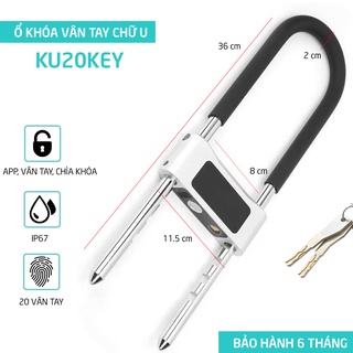 Ổ khóa vân tay chữ U KU20Key mở bằng app, vân tay và chìa khoá