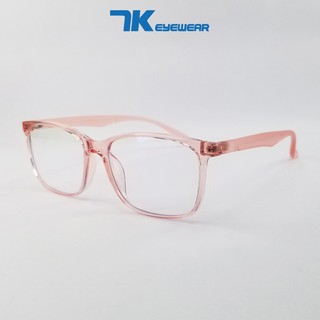 Gọng kính cận nữ dẻo mắt chữ nhật màu hồng 7K2303. Tròng giả cận 0 độ chống ánh sáng xanh, tia UV