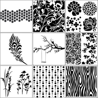 Bộ 9 Khuôn Tô Airbrush Làm Từ Kim Loại Tạo Nền Cho Trang Trí Scrapbook