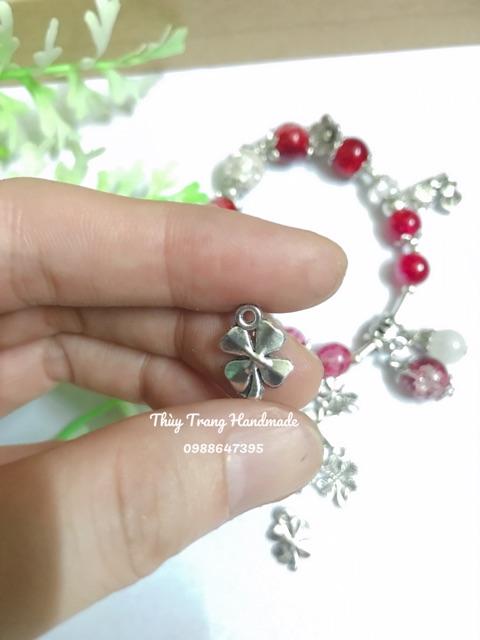 Mặt charm cỏ 4 lá đặc làm vòng trang sức, đồ thủ công, nguyên liệu handmade