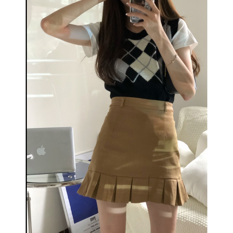 Chân váy trơn nữ đuôi cá ngắn có khoá kéo phía sau hot 2022