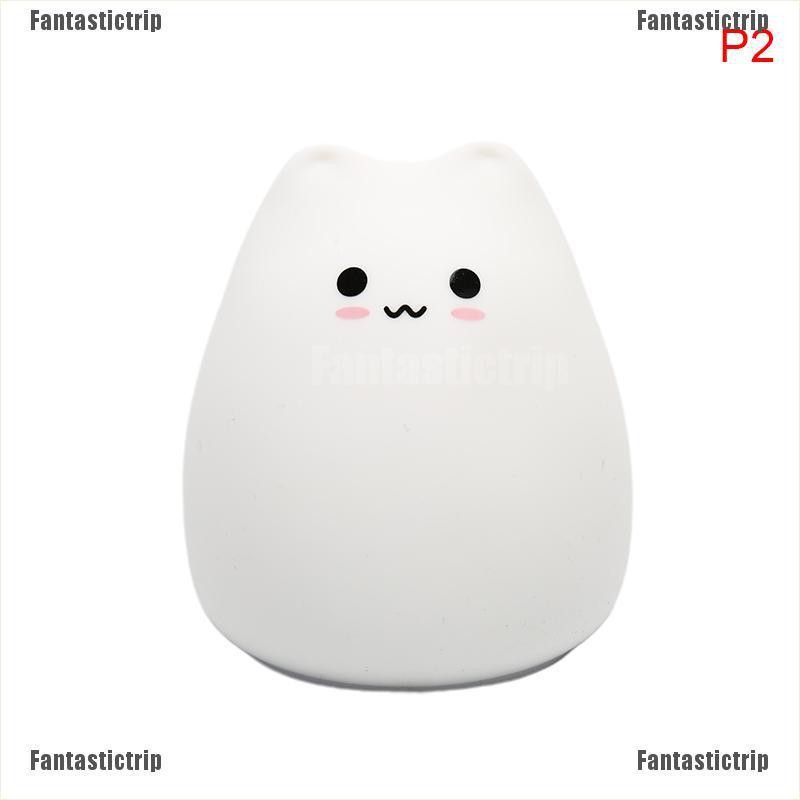 Fantastictrip Cute 7 Colors Cat Soft Silicone LED Touch Sensor Light Cute Night Light Children