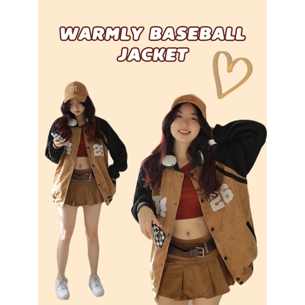 Áo Khoác Bóng Chày Bomber Chất Nhung Tăm Hai Lớp Màu Nâu Form Rộng Unisex Nam Nữ - Minipie