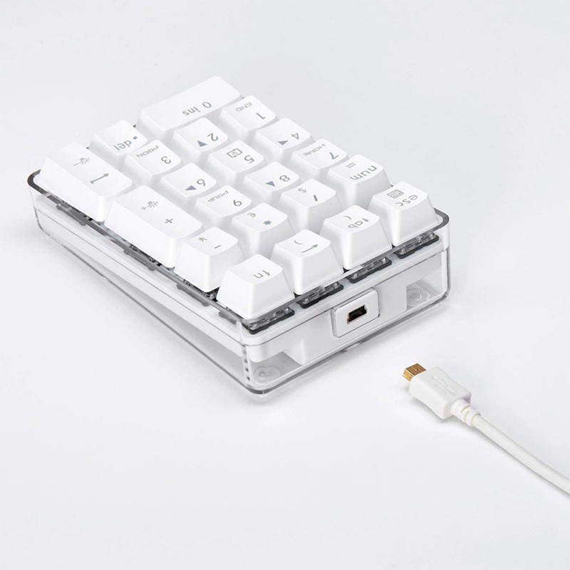 Mechanical Numeric Keypad Wired Gaming Keypad White Backlit 21 Keys | BigBuy360 - bigbuy360.vn