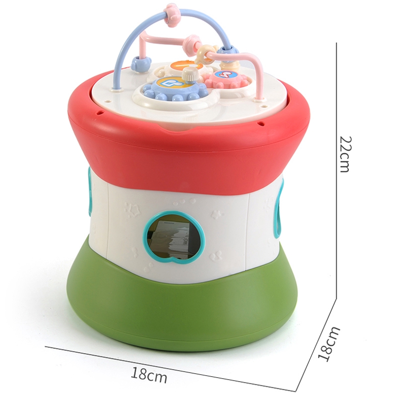 trống đồ chơi 2 mặt thay đổi có phát nhạc và đèn nhấp nháy 607 vui nhộn dễ thương