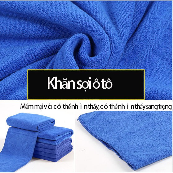 Set 1/5 khăn vải microfibre mềm lau rửa xe bụi bẩn 70*30cm