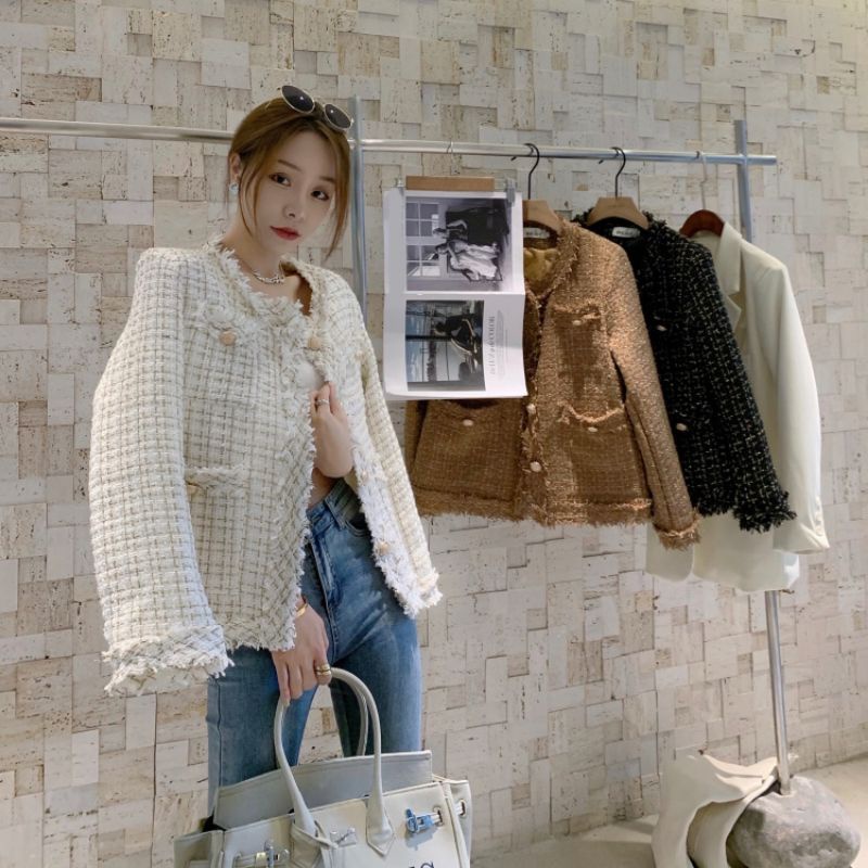 [CÓ SẴN] Áo khoác dạ cổ tròn, áo dạ tweed nữ sang chảnh có video ảnh thật | BigBuy360 - bigbuy360.vn