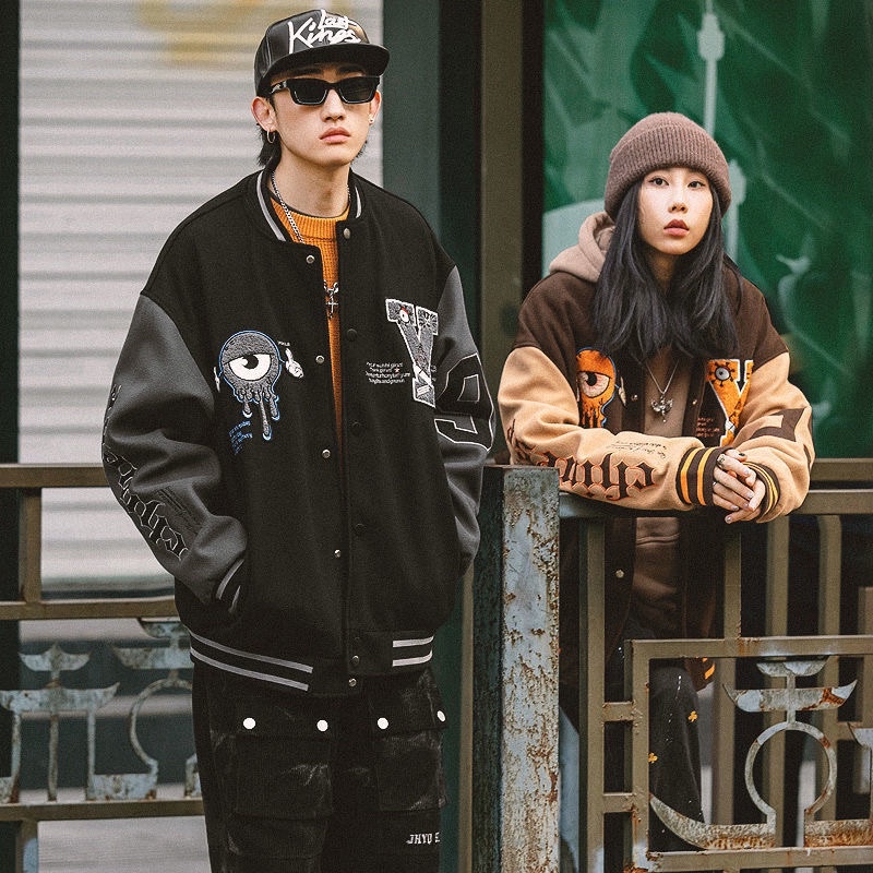 Áo Khoác Varsity Nam Nữ Nỉ dáng rộng phong cách thể thao hip hop