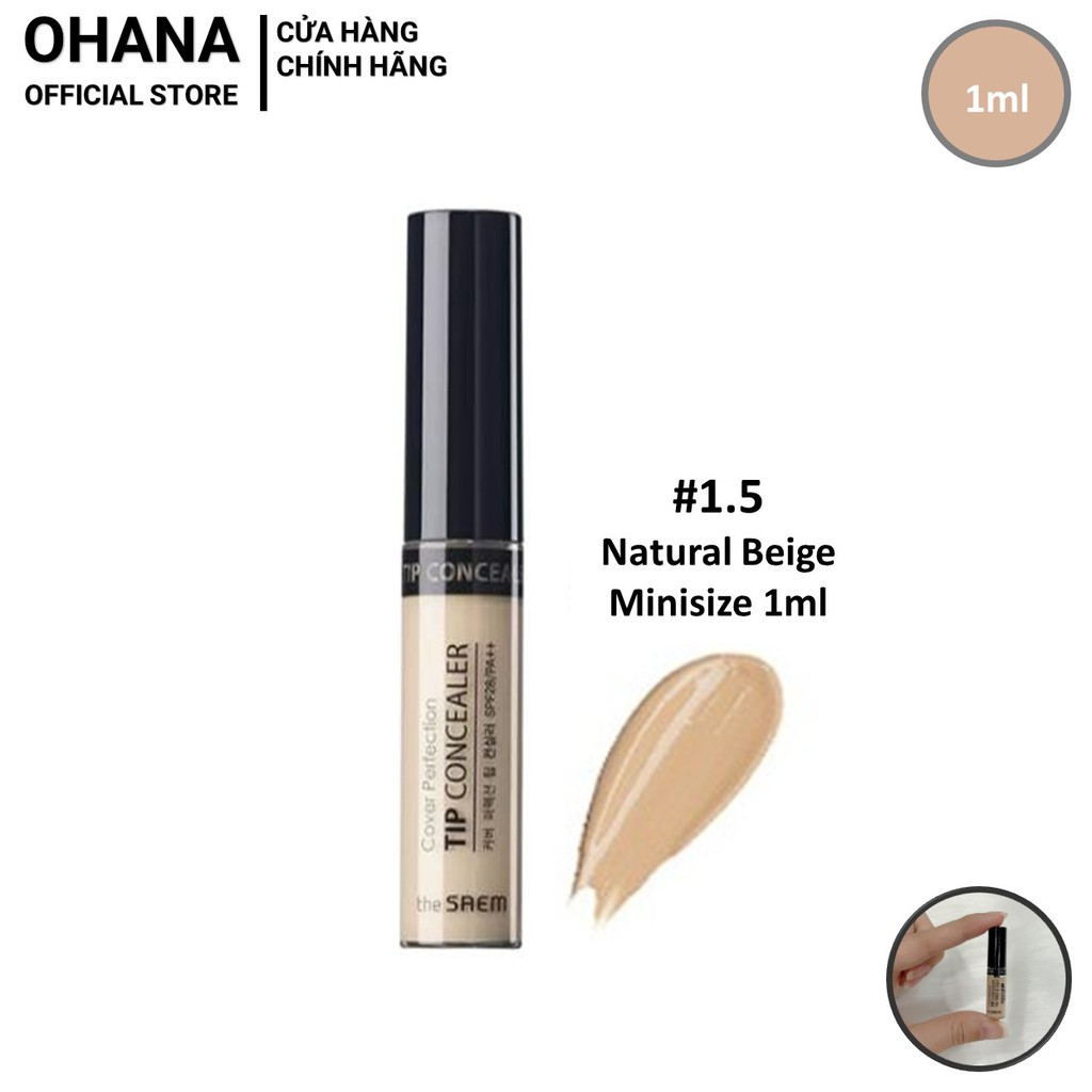 [Minisize 1ml] Kem che khuyết điểm hoàn hảo The Saem Cover Perfection Tip Concealer 1.5 Natural Beige - 1ml