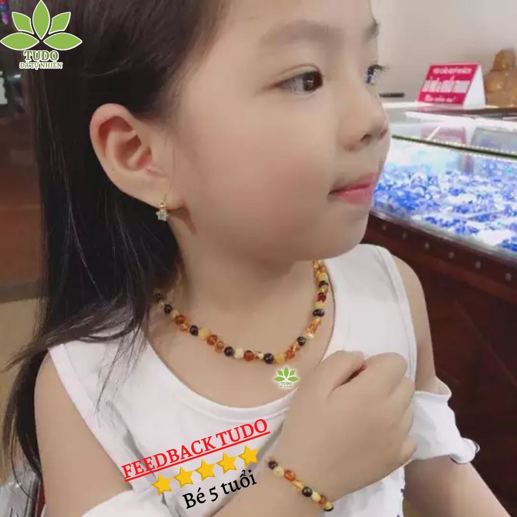 Combo vòng tay, vòng cổ cho bé TUDO VHPAMBER tay 14cm, cổ 36cm