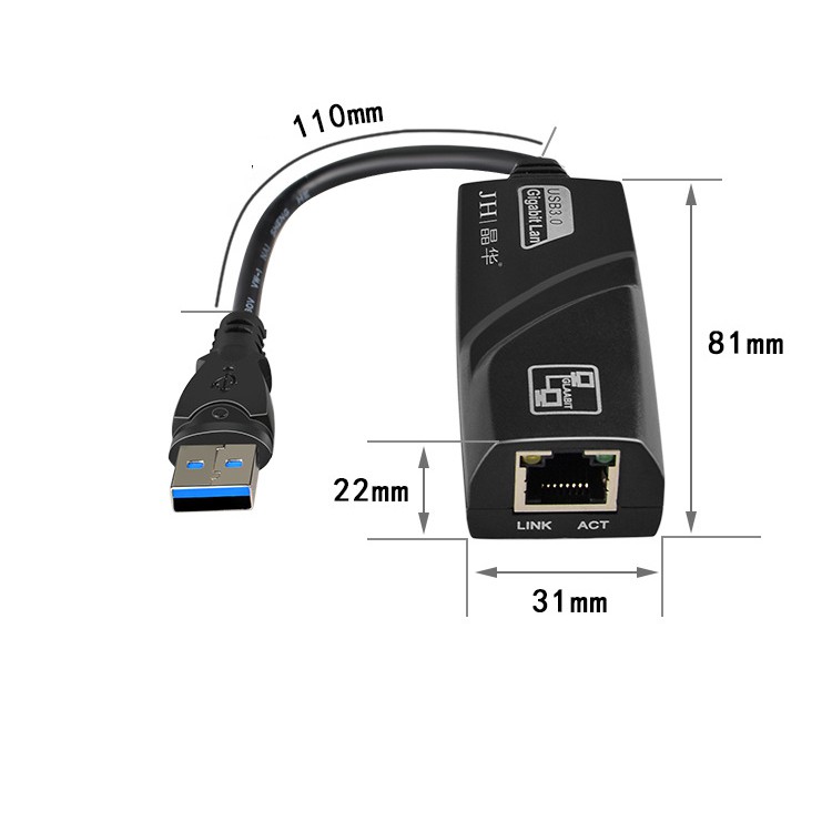 Cáp USB 3.0 ra Ethernet RJ45 Gigabit 1000Mbps - Jinghua Z312