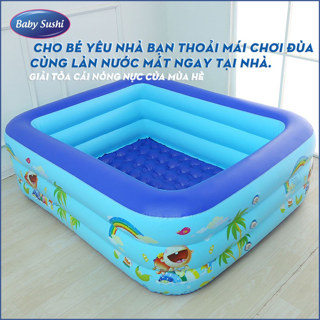 Bể bơi phao thành cao 3 tầng có đáy chống trượt, bể bơi cho bé tại nhà vui chơi an toàn mùa dịch