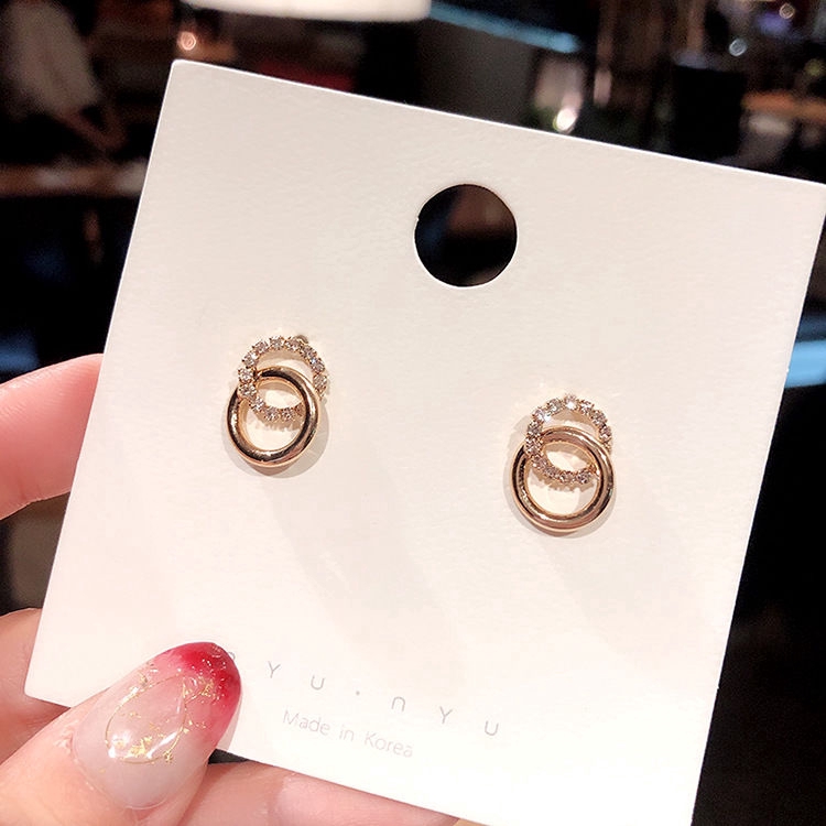 Khuyên tai kim bạc hình tròn thời trang giản dị dành cho nữ