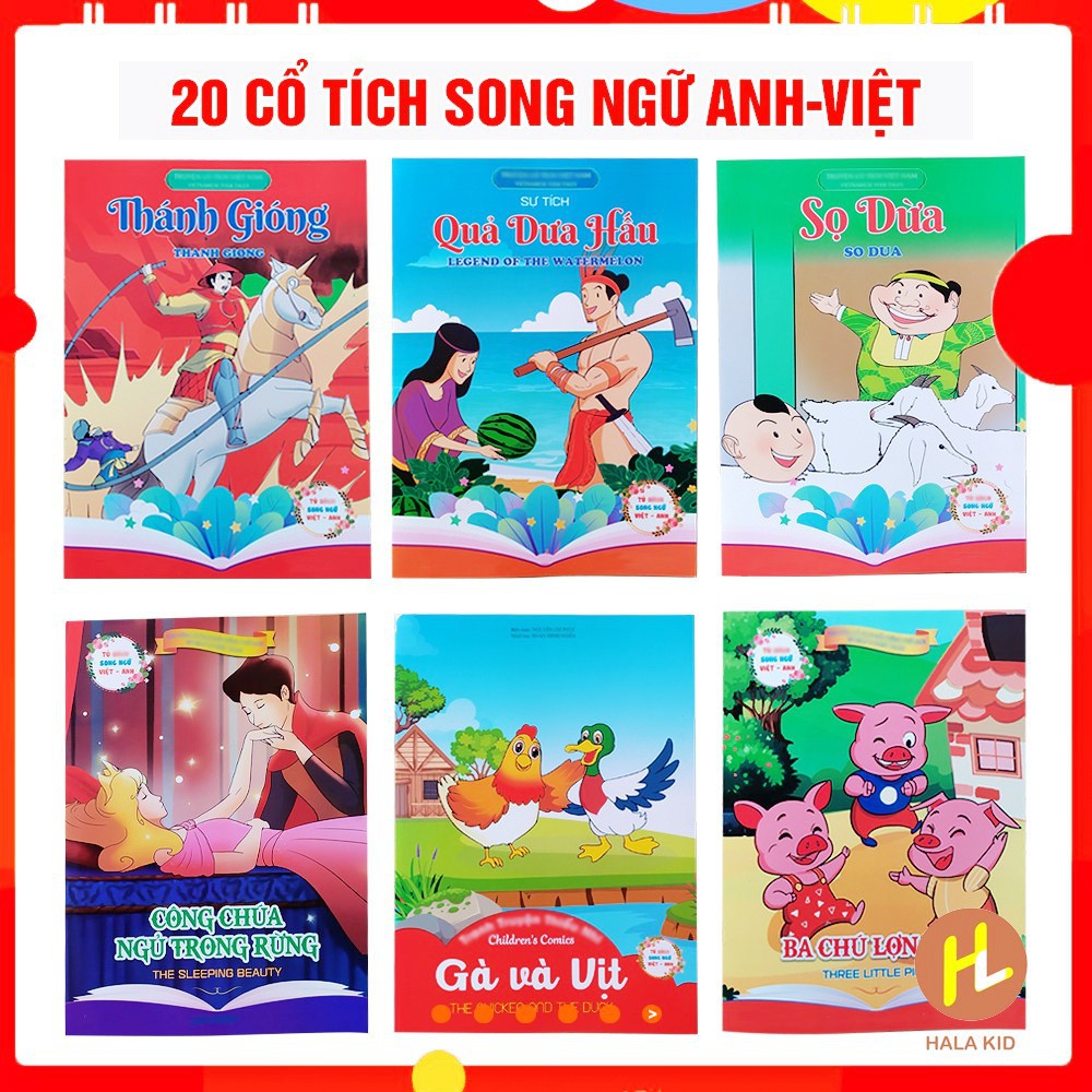 Bộ 20 Tập tranh cổ tích song ngữ Anh Việt cho bé (17x24cm)