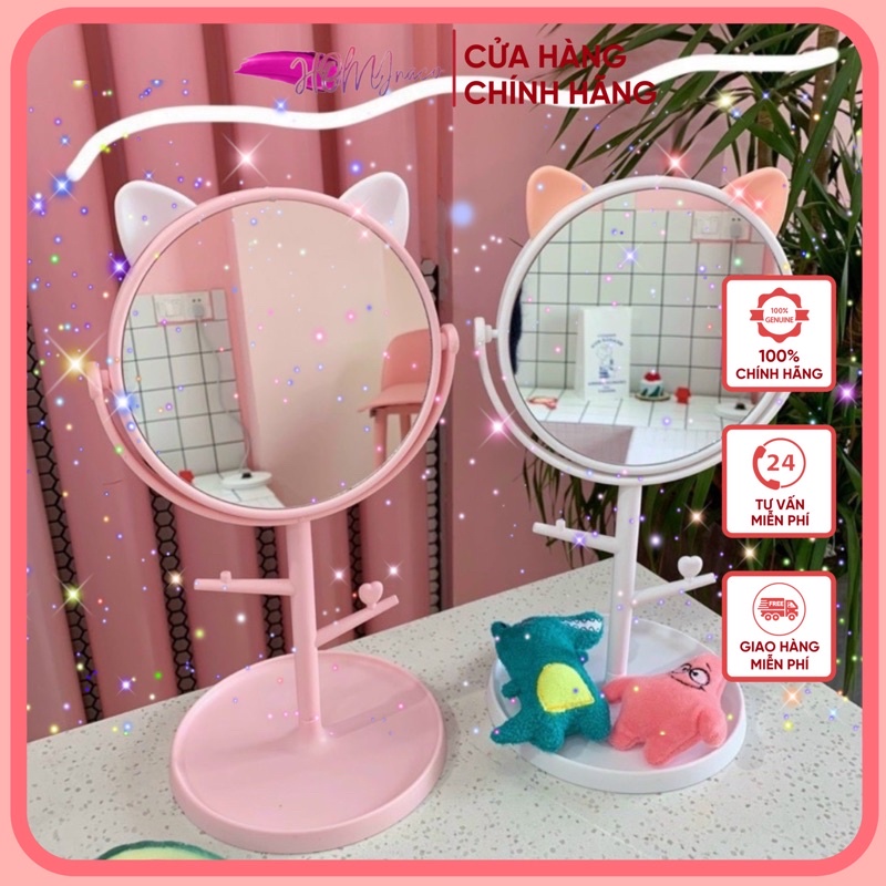 Cây Gương Tai Mèo và Tai Thỏ - Kính trang điểm để bàn