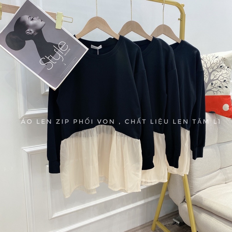 Áo Babydoll Len Tăm phối Ren