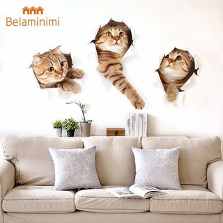 Decal dán tường hình mèo 3D dễ thương