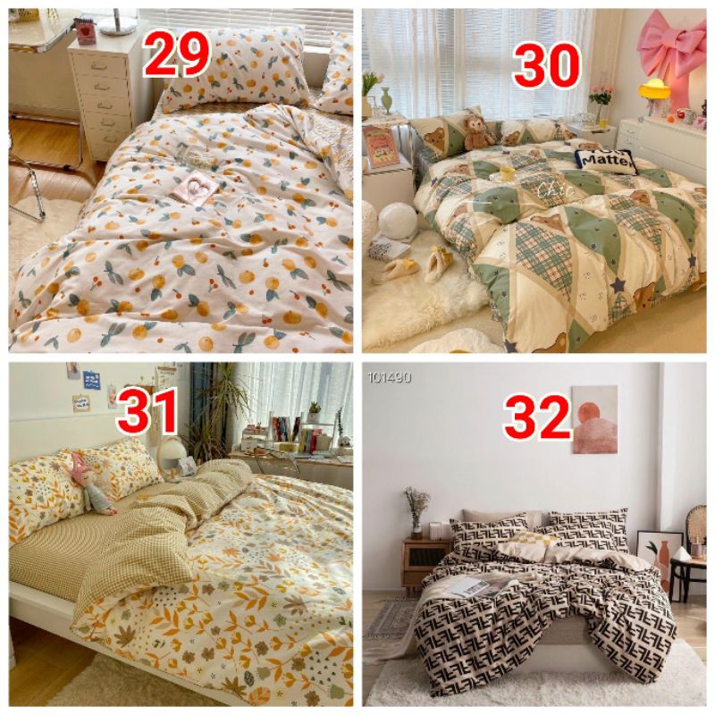 Bộ chăn ga gối phong cách Hàn quốc Cotton Living (100% cotton). Chọn mẫu