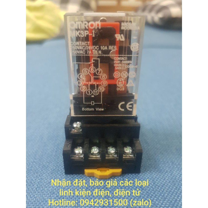 Rơle , Relay trung gian Omron 11 chân tròn 10A 12V - 24V - 110V -220V MK3P-I