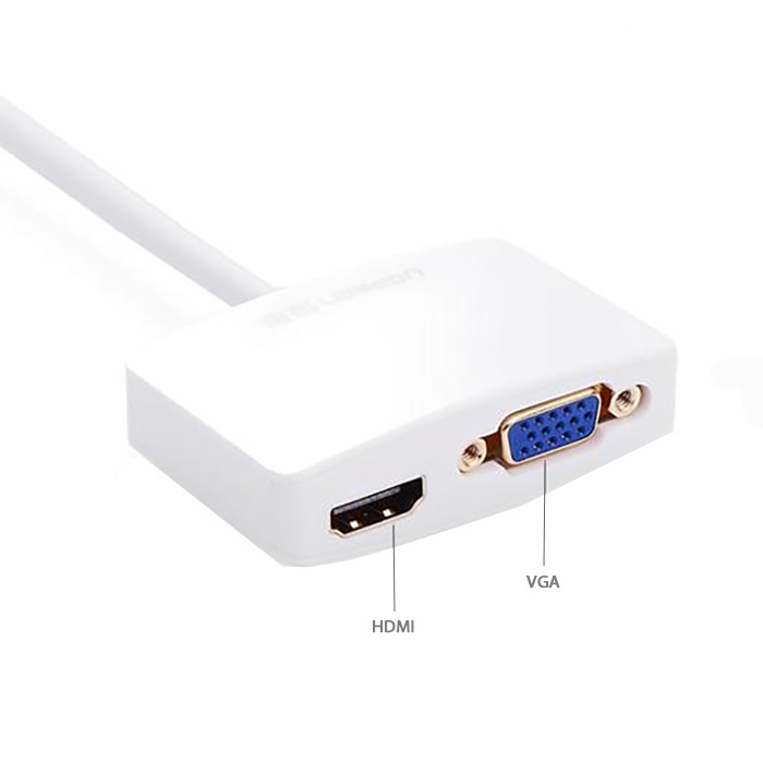 Bộ chuyển Mini Displayport to VGA/HDMI Adapter Ugreen (Trắng)