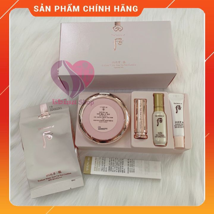 Bộ phấn nước dưỡng trắng Whoo Radiant White Tone Up Sun Cushion Special Set_𝑬𝑩𝑰𝑺𝑼 𝑪𝑶𝑺𝑴𝑬𝑻𝑰𝑪