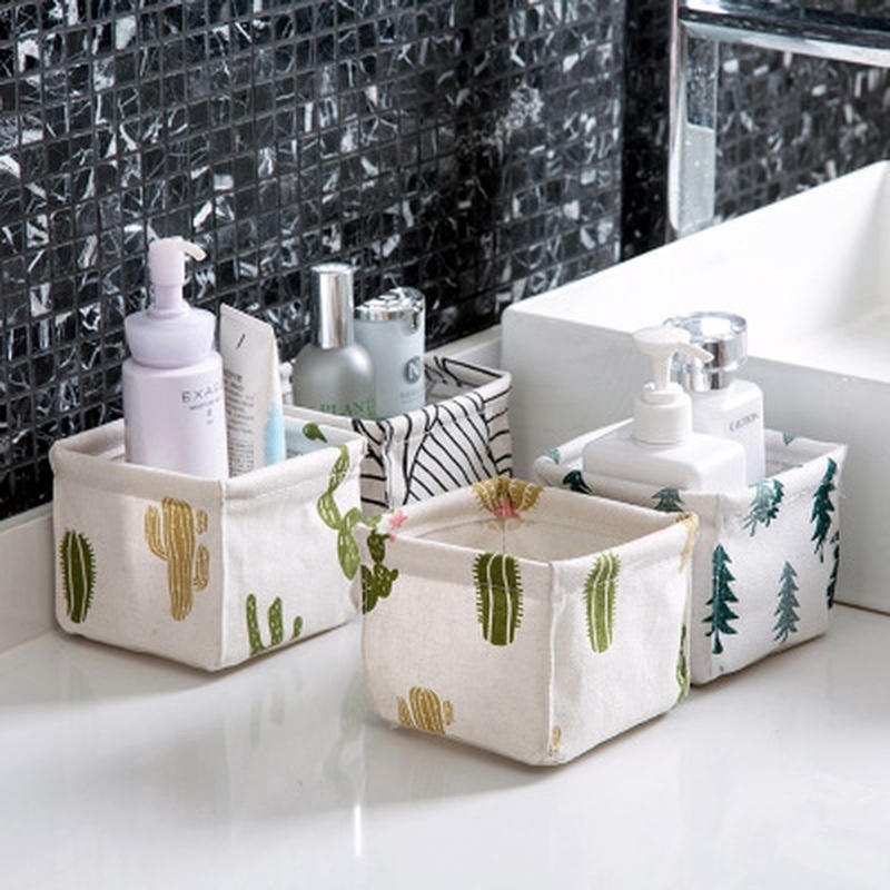 1 Hộp Đựng Đồ Trang Điểm Bằng Cotton Lanh Chống Mòn Họa Tiết Hoạt Hình Dễ Thương