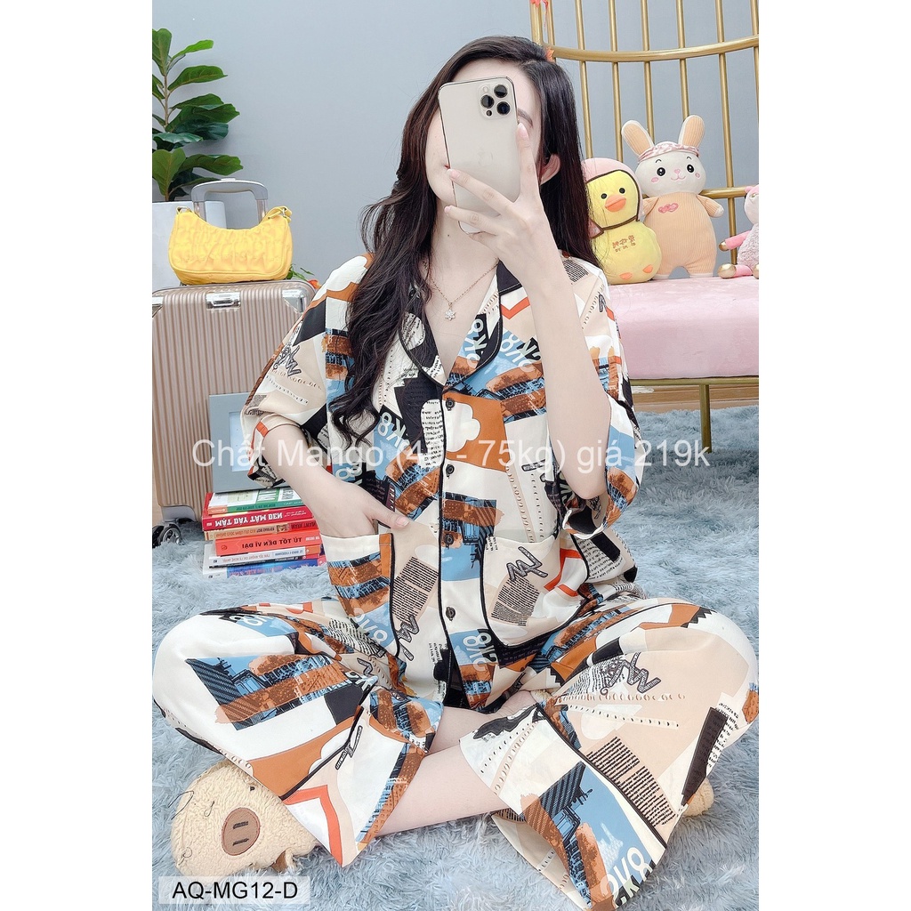 Đồ bộ mặc nhà cánh dơi tay lửng thu đông(Pyjama lụa Mango)