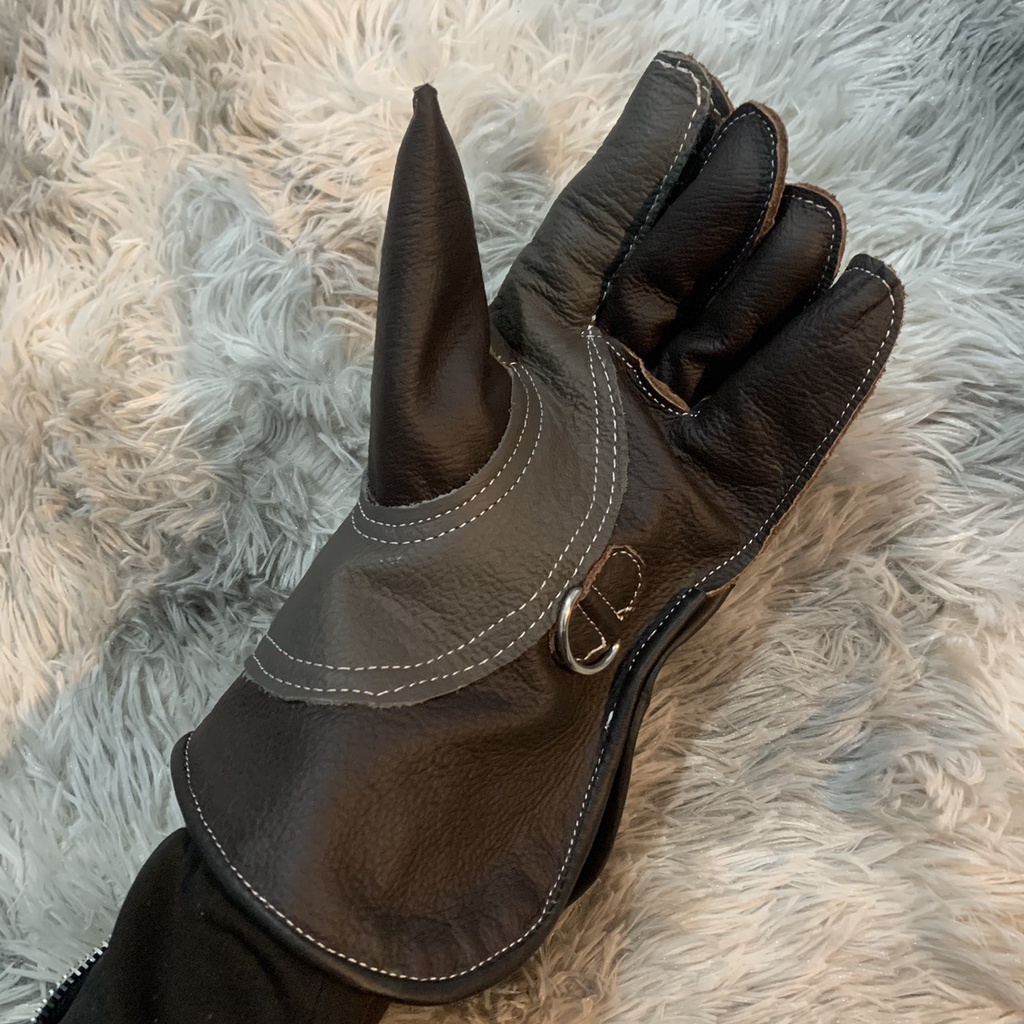 Phụ kiện chim săn - Găng tay chim săn mồi 5 ngón 2 lớp da bò thật chuyên dùng huấn luyện chim săn