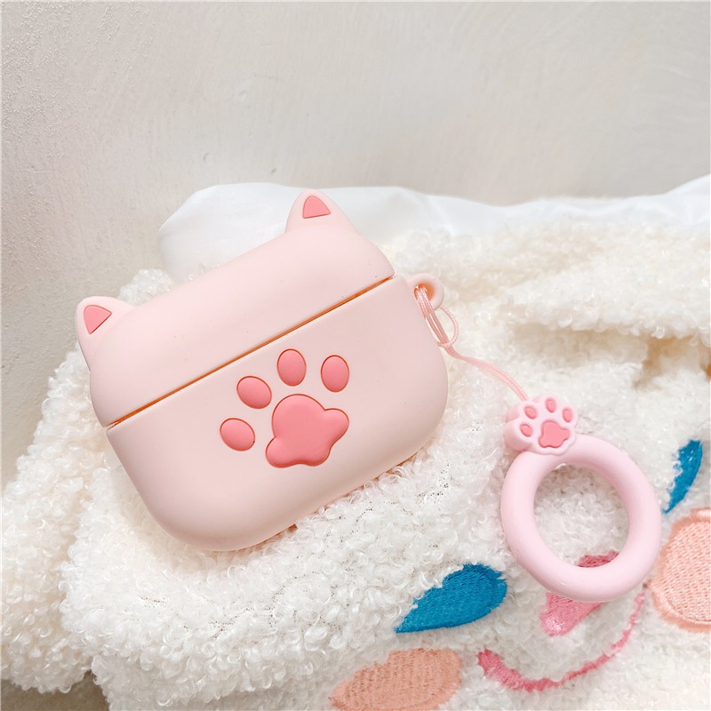 Vỏ Bảo Vệ Tai Nghe Hình Chân Mèo Nhỏ  Phù Hợp Với Airpods 1/2/Pro Siêu Cute Dễ Thương