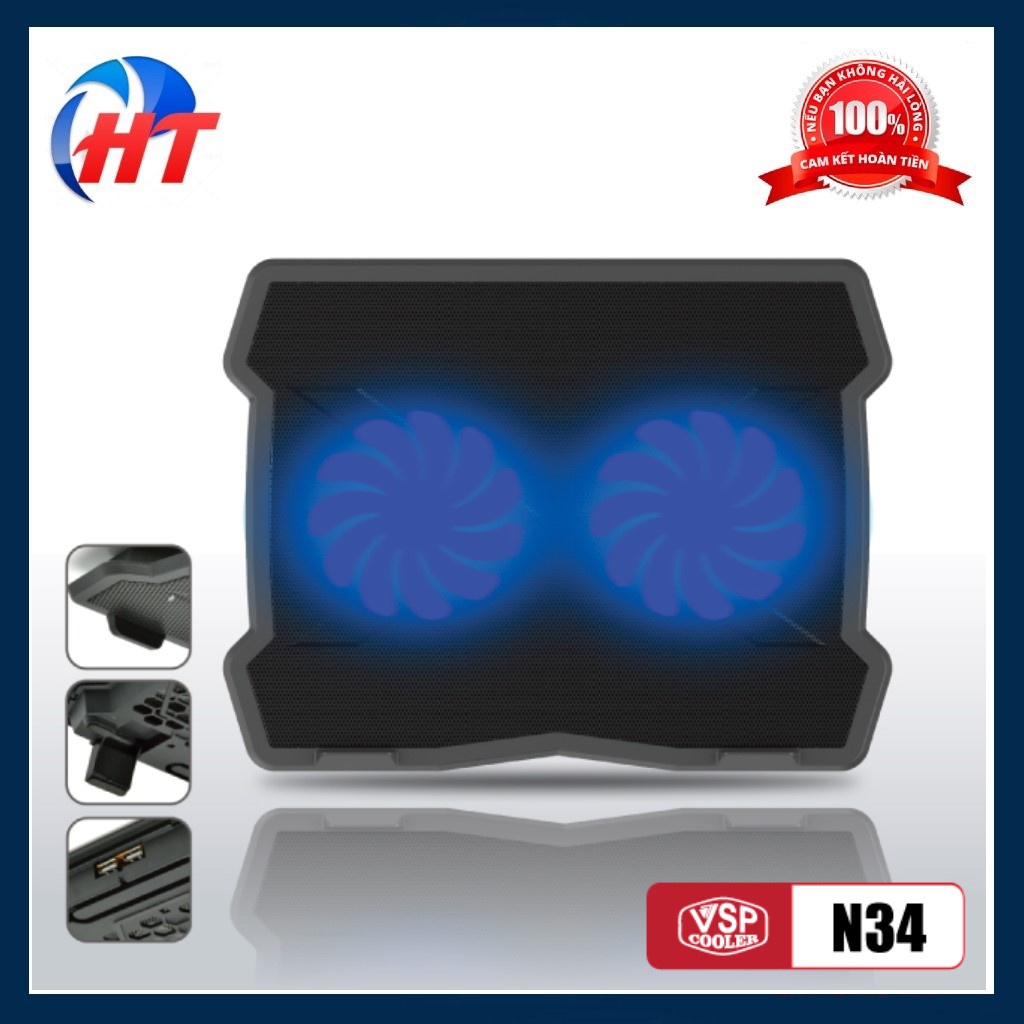 Đế Tản Nhiệt VSP Cooler N34 LED (2*Fan 12.5cm)