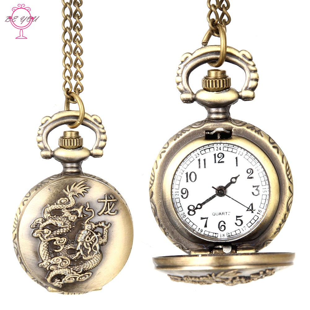 Đồng hồ quả quýt chạm khắc hình rồng phong cách vintage