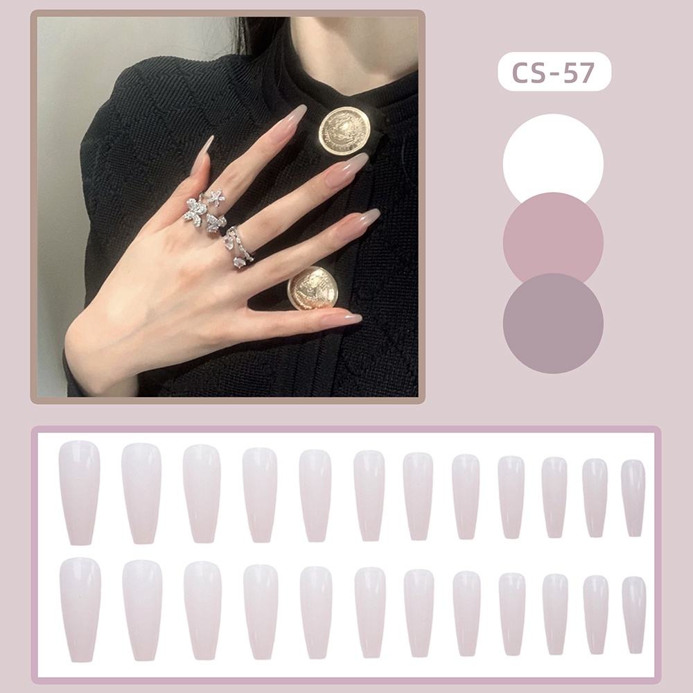 YADORNOS Set 24 móng tay giả YADORNOS đầu nhọn màu sắc xinh xắn