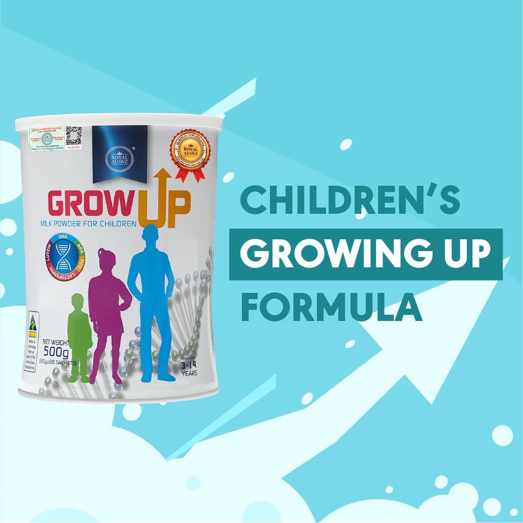 Sữa Bột Hoàng Gia Úc Grow Up Milk Powder ROYAL AUSNZ Hỗ Trợ Phát Triển Chiều Cao Cho Trẻ Từ 3-14 Tuổi Gói 25g