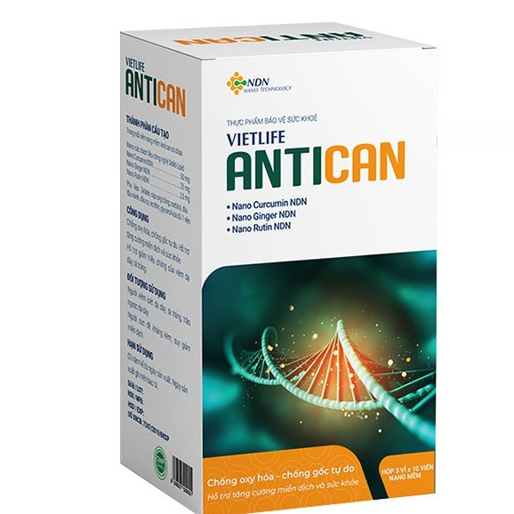 Viên chống oxy hóa nano Antican Vietlife , Giúp tăng cường miễn dịch , chống gốc tự do và hỗ trợ các triệu chứng dạ dày