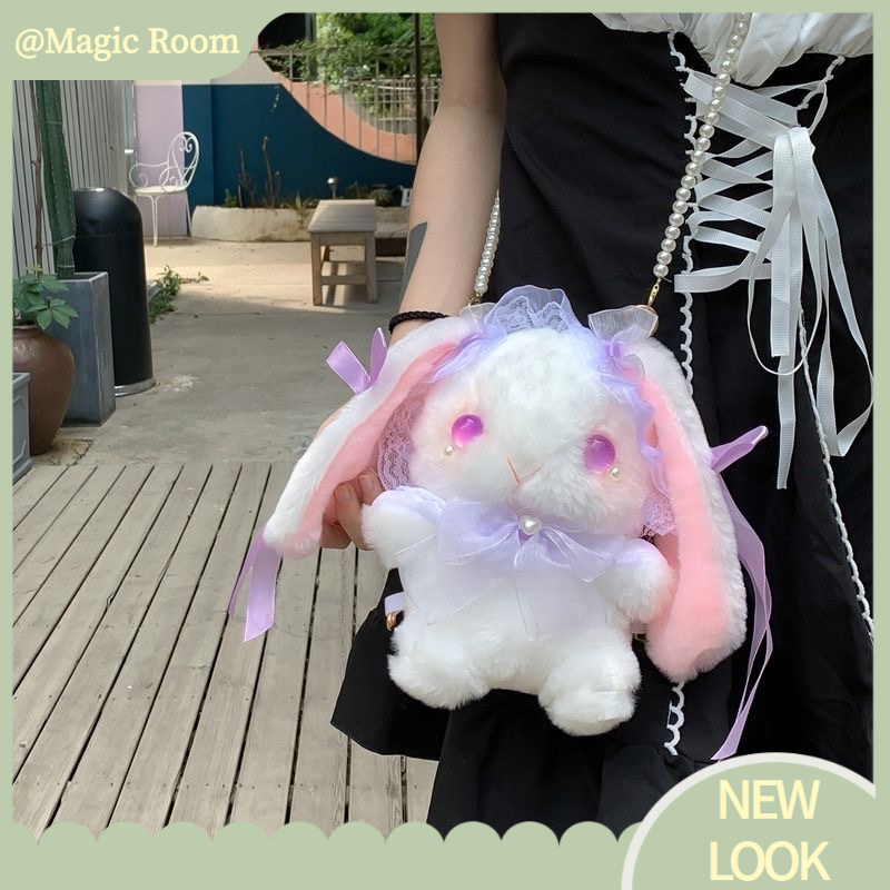 Babyfair. Túi Đeo Chéo Hình Thỏ Nhồi Bông Đính Nơ Phong Cách Lolita Dễ Thương Dành Cho Bé Gái